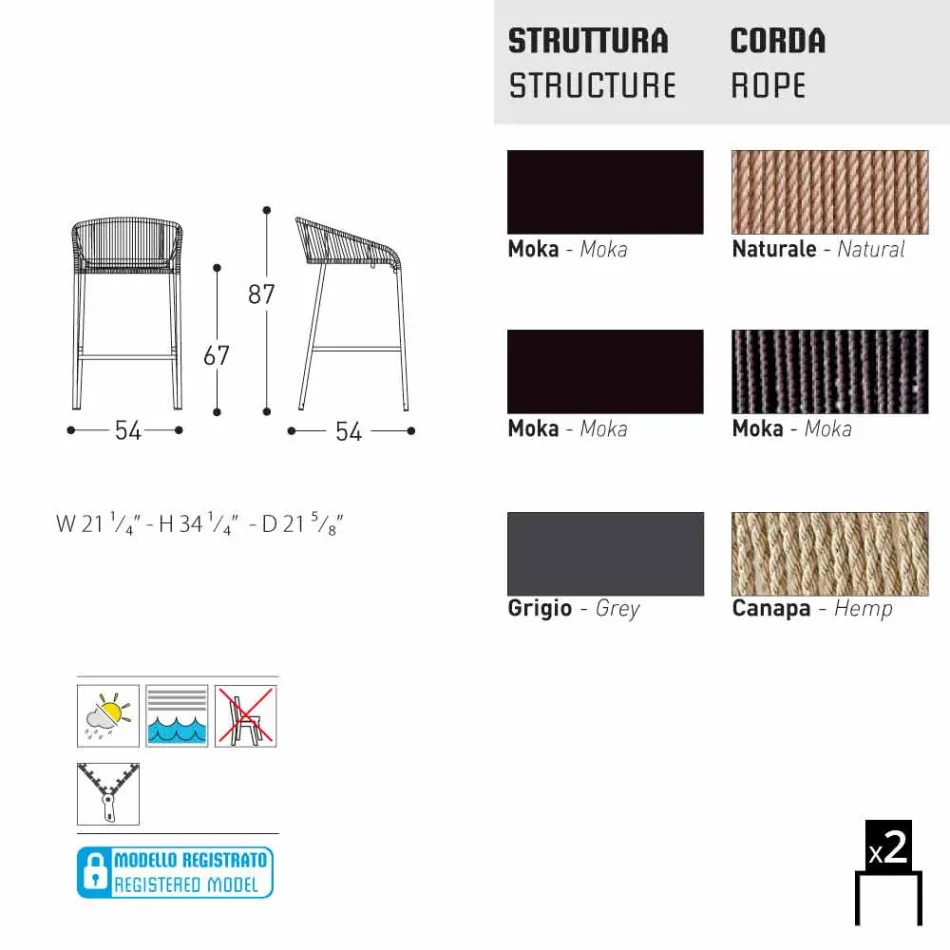 Varaschin Cricket afføring moderne have aluminium, 2 stk Viadurini