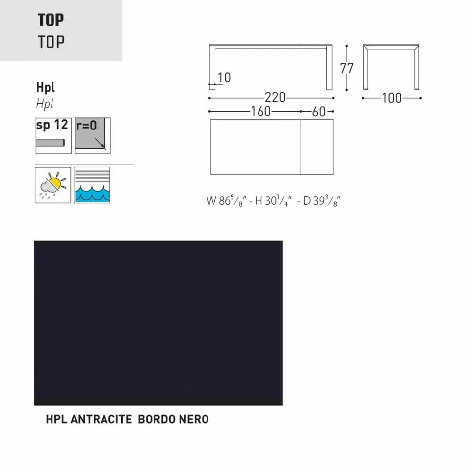 Varaschin Dolmen havebord udvides op til 380 cm Viadurini
