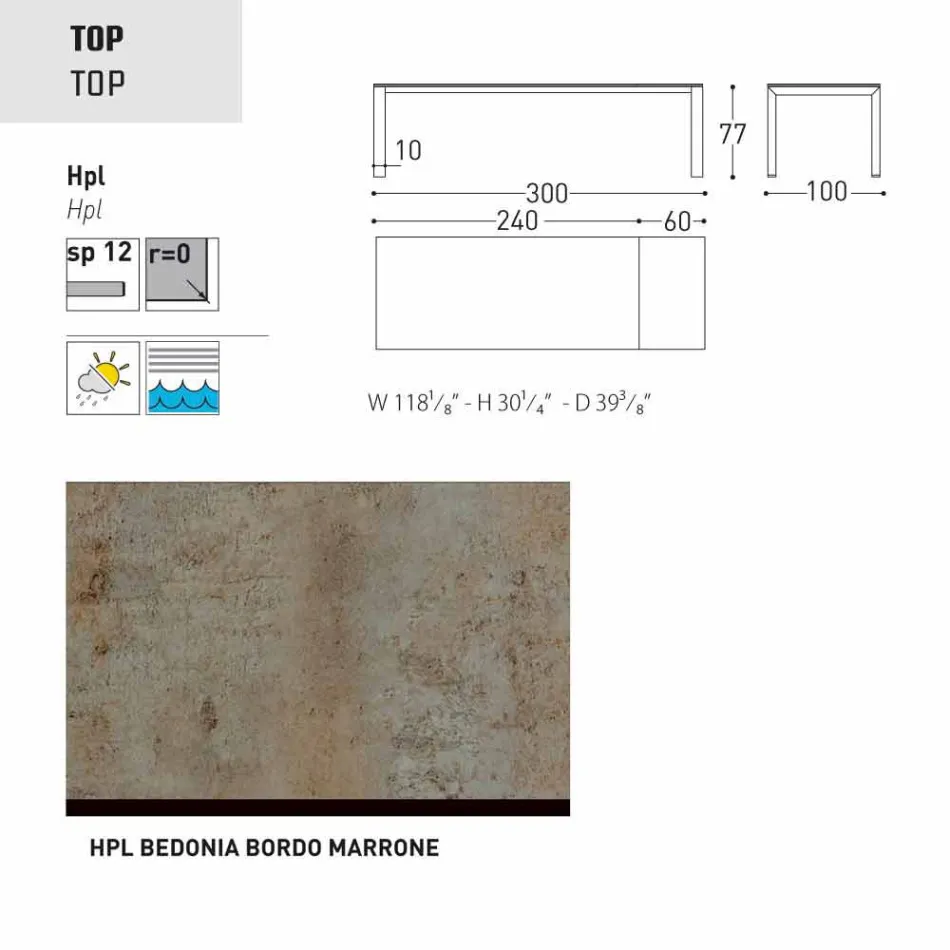 Varaschin Dolmen havebord udvides op til 380 cm Viadurini
