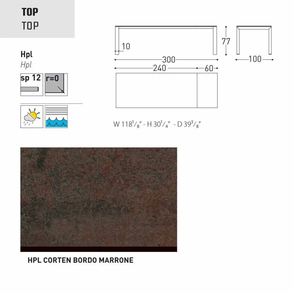 Varaschin Dolmen havebord udvides op til 380 cm Viadurini