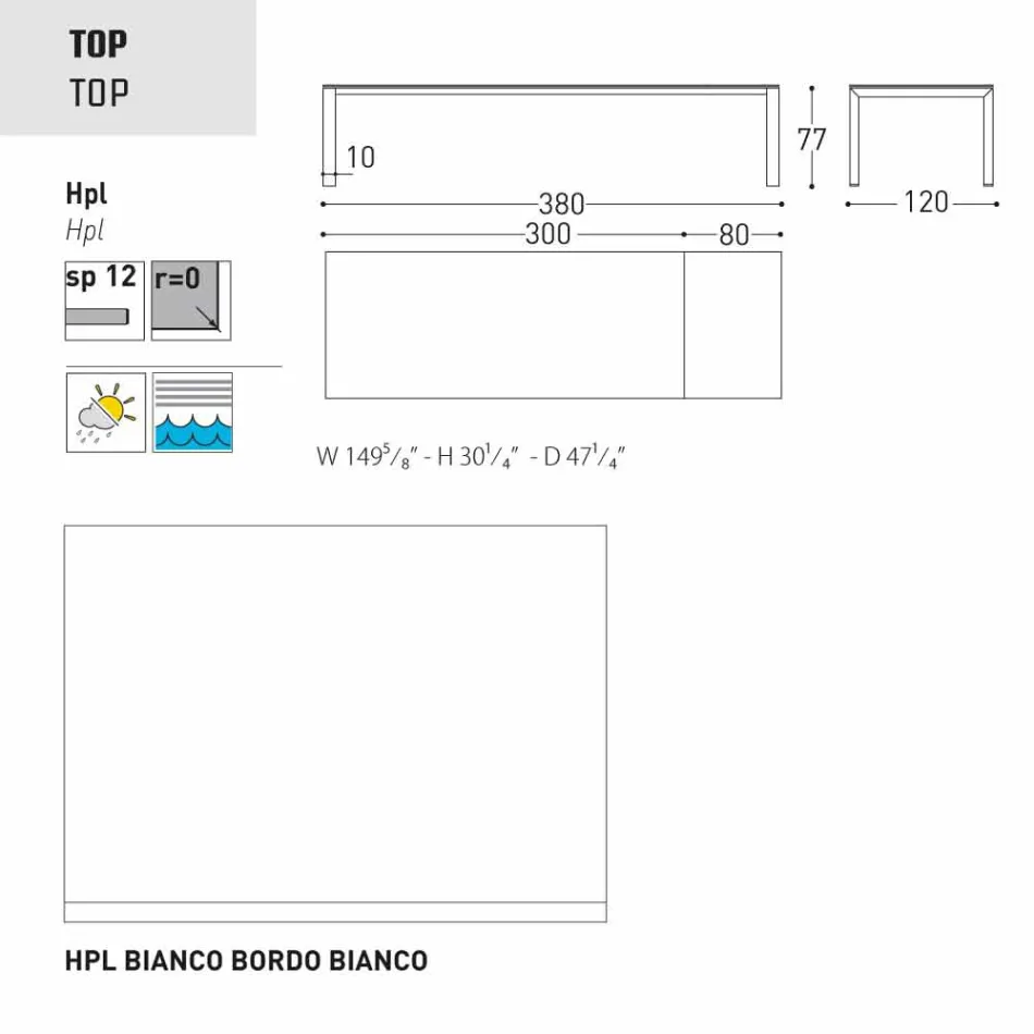 Varaschin Dolmen havebord udvides op til 380 cm Viadurini