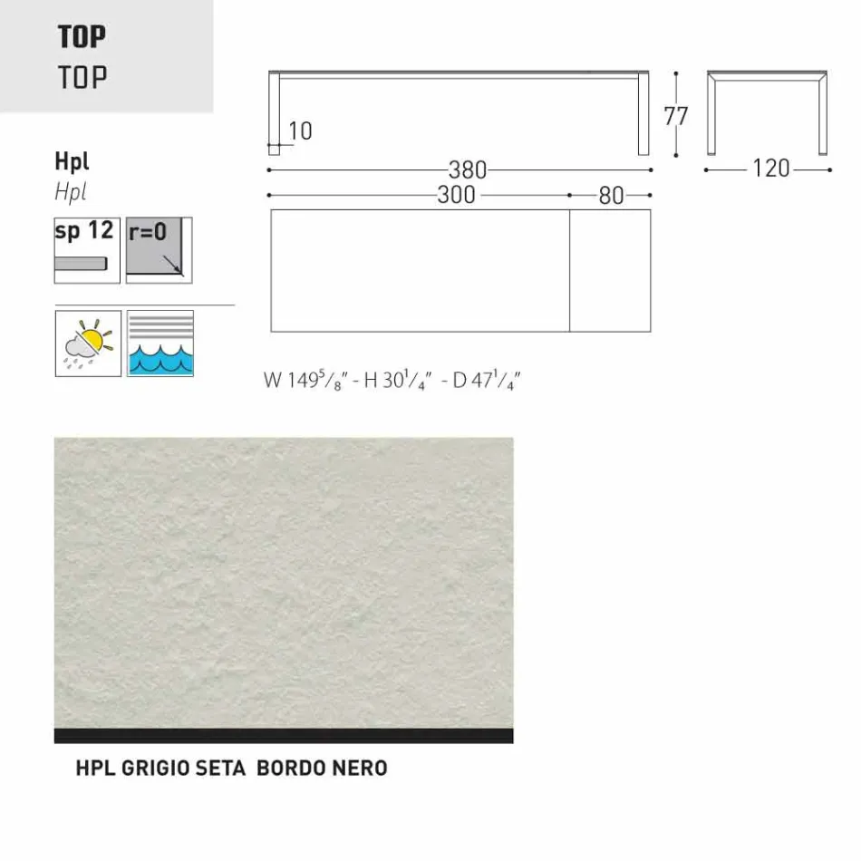 Varaschin Dolmen havebord udvides op til 380 cm Viadurini