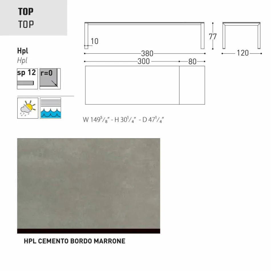 Varaschin Dolmen havebord udvides op til 380 cm Viadurini