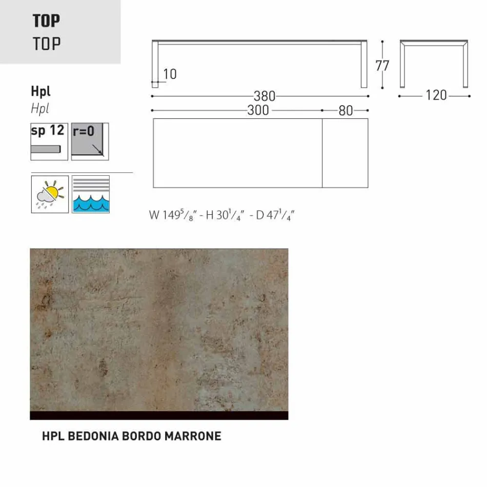 Varaschin Dolmen havebord udvides op til 380 cm Viadurini