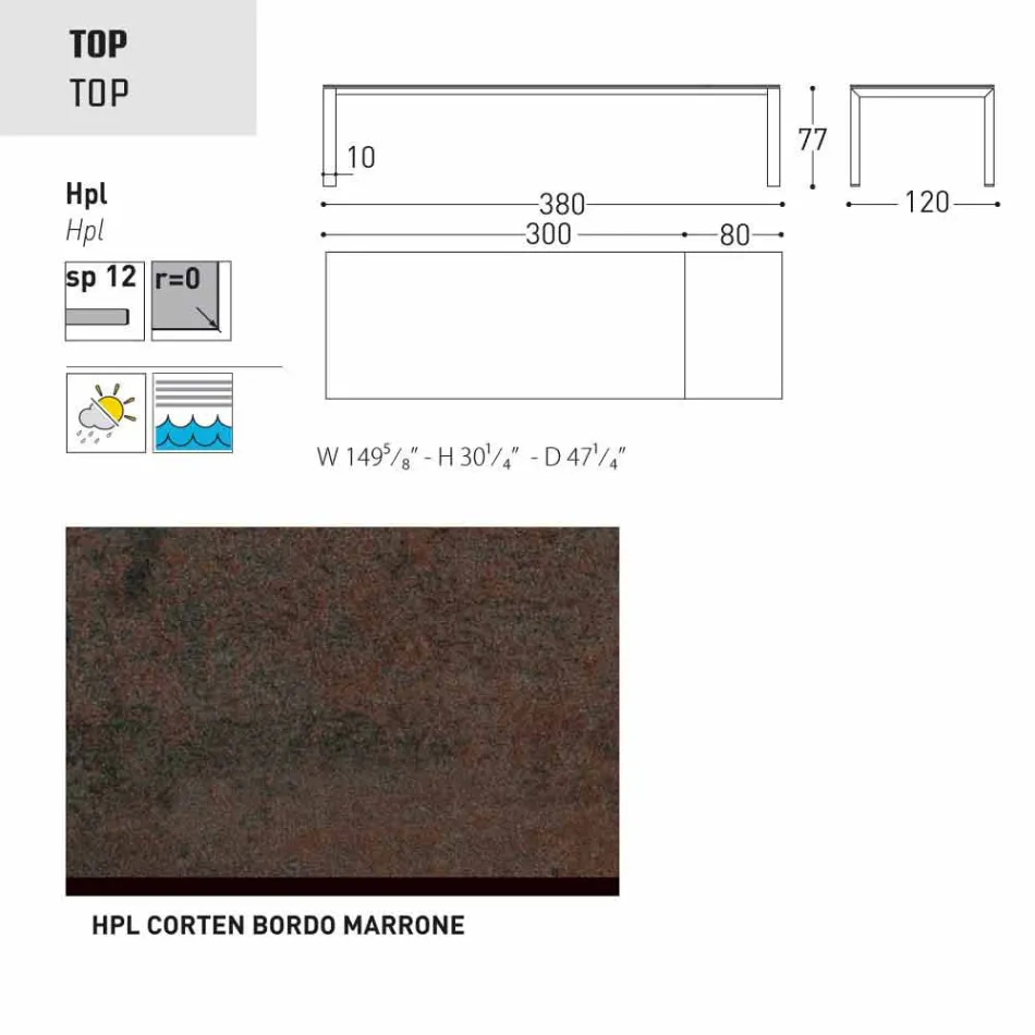 Varaschin Dolmen havebord udvides op til 380 cm Viadurini