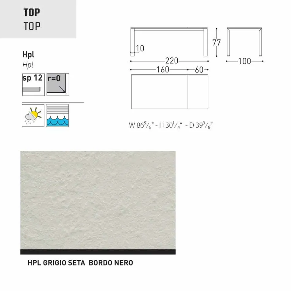 Varaschin Dolmen havebord udvides op til 380 cm Viadurini