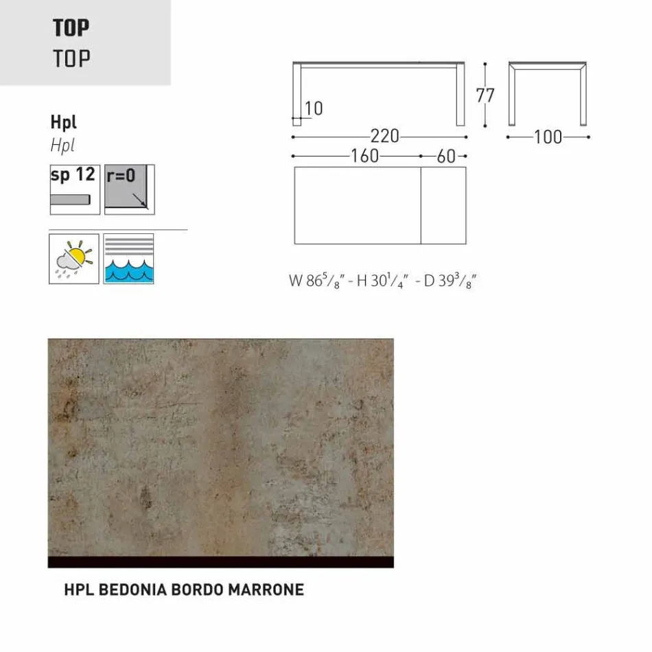 Varaschin Dolmen havebord udvides op til 380 cm Viadurini