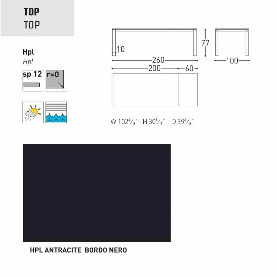Varaschin Dolmen havebord udvides op til 380 cm Viadurini
