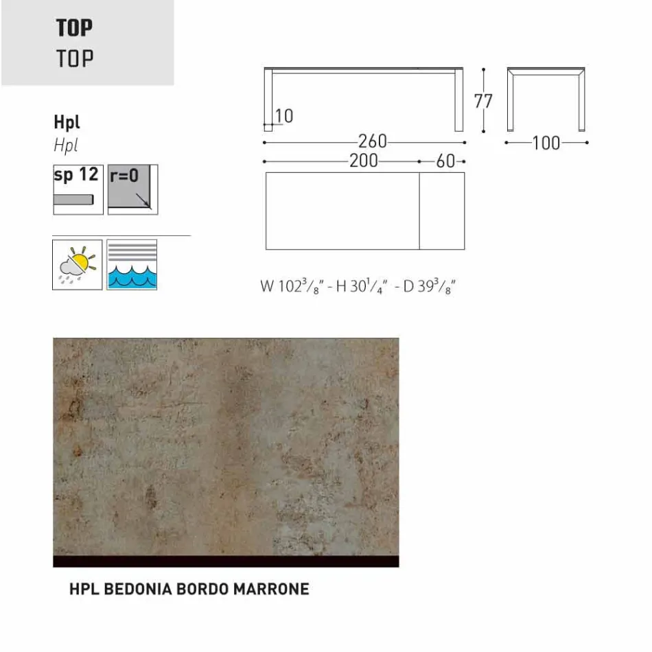 Varaschin Dolmen havebord udvides op til 380 cm Viadurini