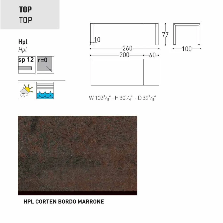 Varaschin Dolmen havebord udvides op til 380 cm Viadurini