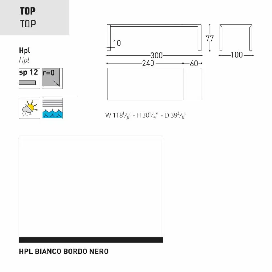 Varaschin Dolmen havebord udvides op til 380 cm Viadurini