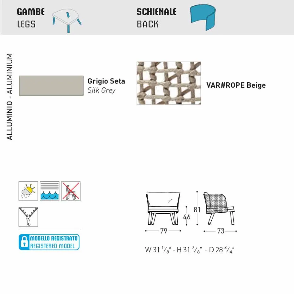 Varaschin Emma haven lænestol betrukket med stof og metal Viadurini