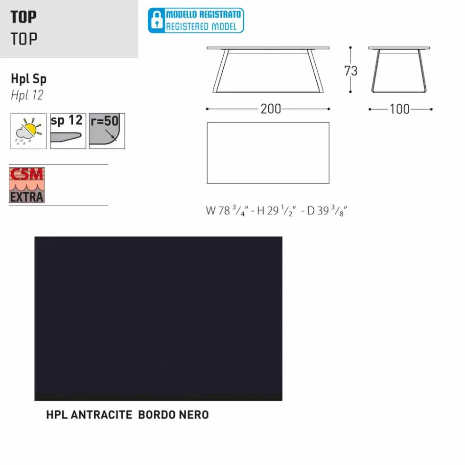 Varaschin Kolonaki Tabel moderne have i forskellige størrelser Viadurini