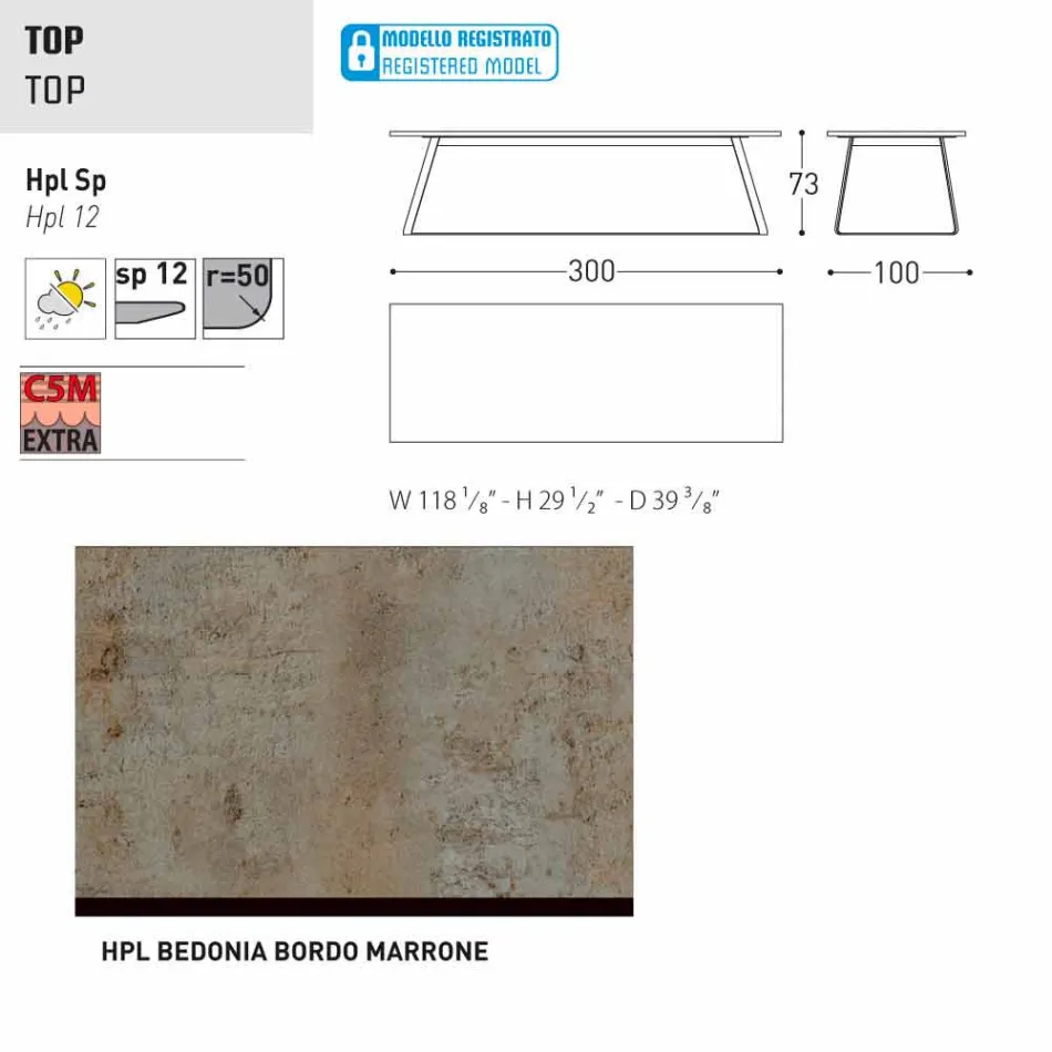 Varaschin Kolonaki Tabel moderne have i forskellige størrelser Viadurini