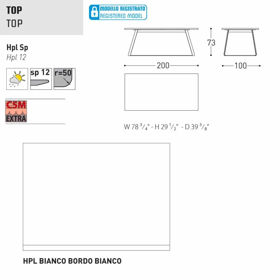 Varaschin Kolonaki Tabel moderne have i forskellige størrelser Viadurini