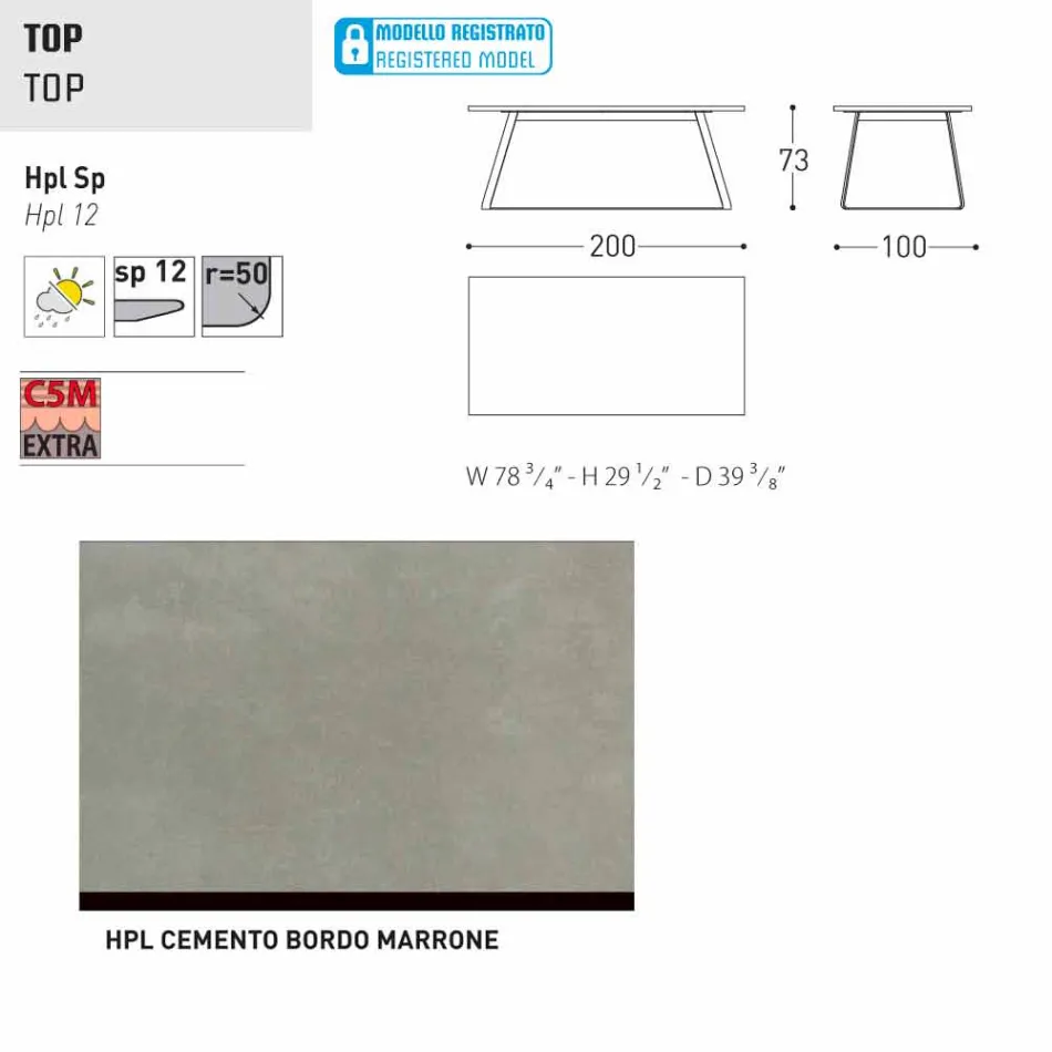 Varaschin Kolonaki Tabel moderne have i forskellige størrelser Viadurini