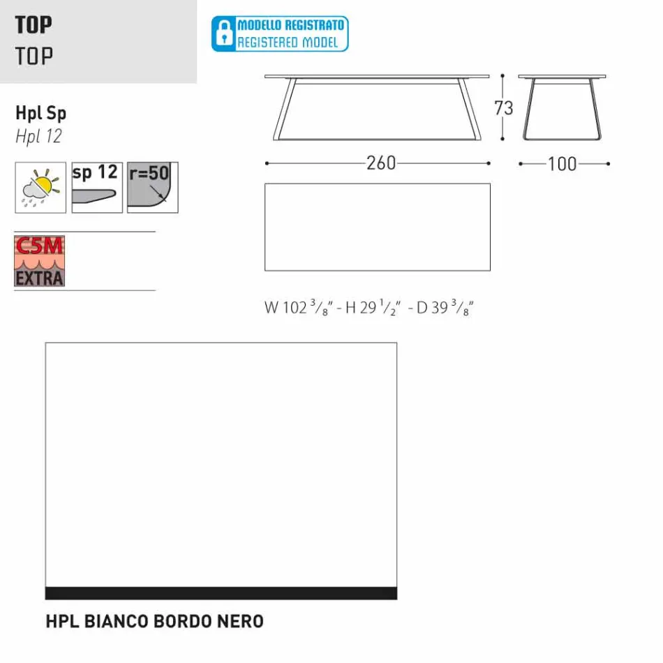 Varaschin Kolonaki Tabel moderne have i forskellige størrelser Viadurini