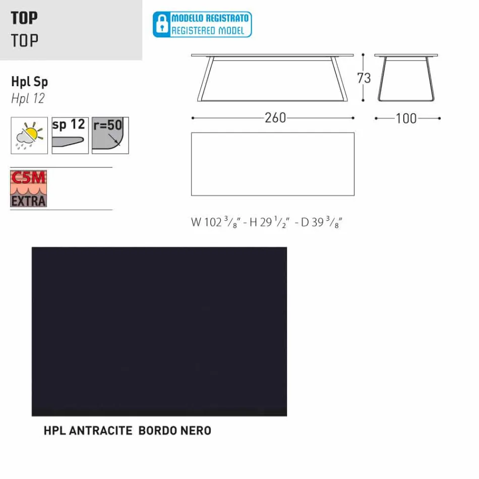 Varaschin Kolonaki Tabel moderne have i forskellige størrelser Viadurini