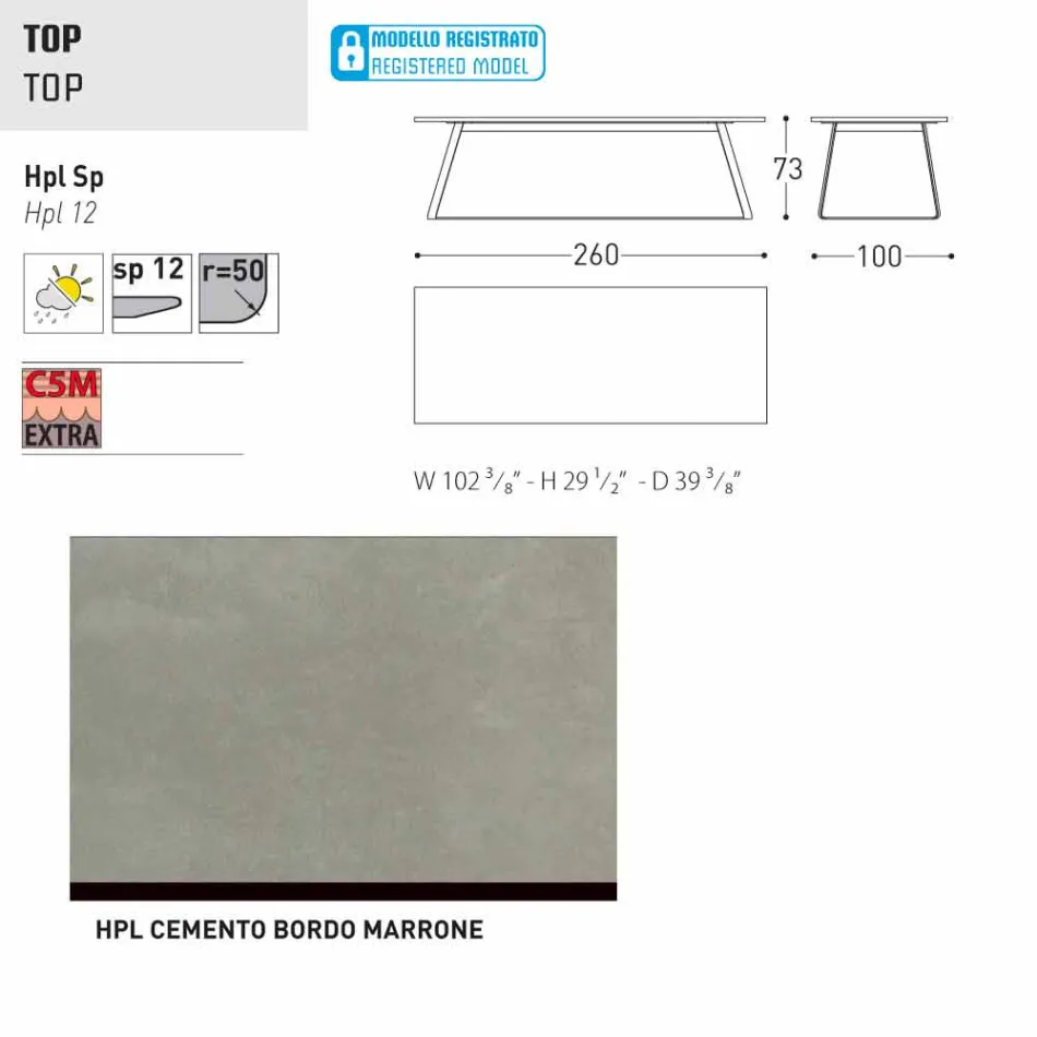 Varaschin Kolonaki Tabel moderne have i forskellige størrelser Viadurini