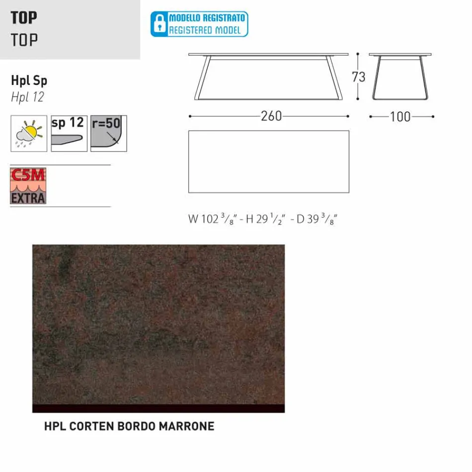Varaschin Kolonaki Tabel moderne have i forskellige størrelser Viadurini
