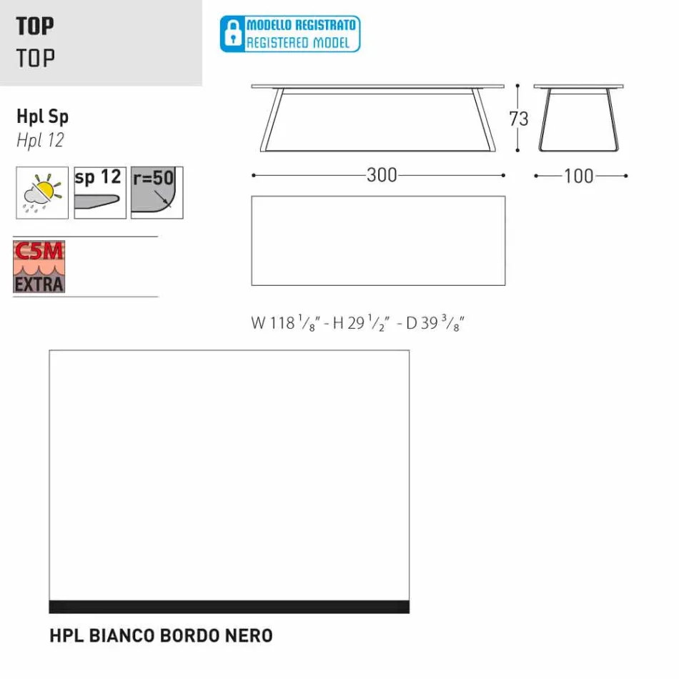 Varaschin Kolonaki Tabel moderne have i forskellige størrelser Viadurini
