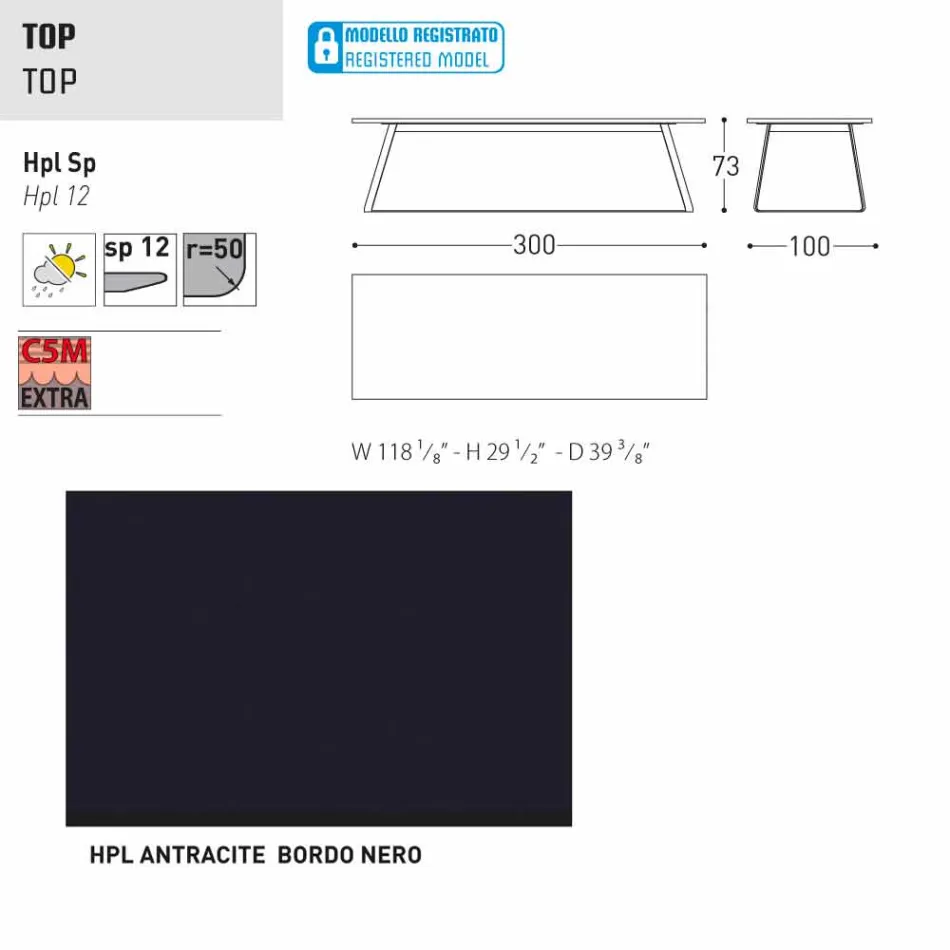 Varaschin Kolonaki Tabel moderne have i forskellige størrelser Viadurini