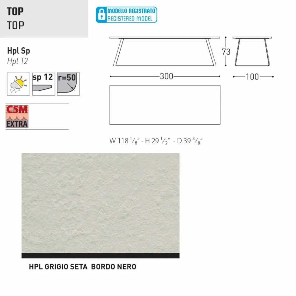 Varaschin Kolonaki Tabel moderne have i forskellige størrelser Viadurini