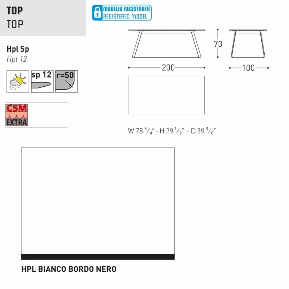 Varaschin Kolonaki Tabel moderne have i forskellige størrelser Viadurini