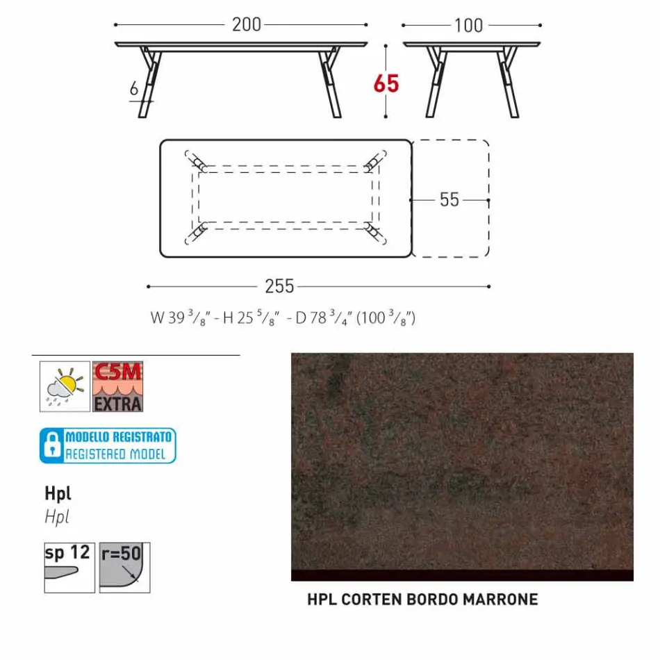 Varaschin Link tabel H 65 cm haven udvides op til 350 cm Viadurini
