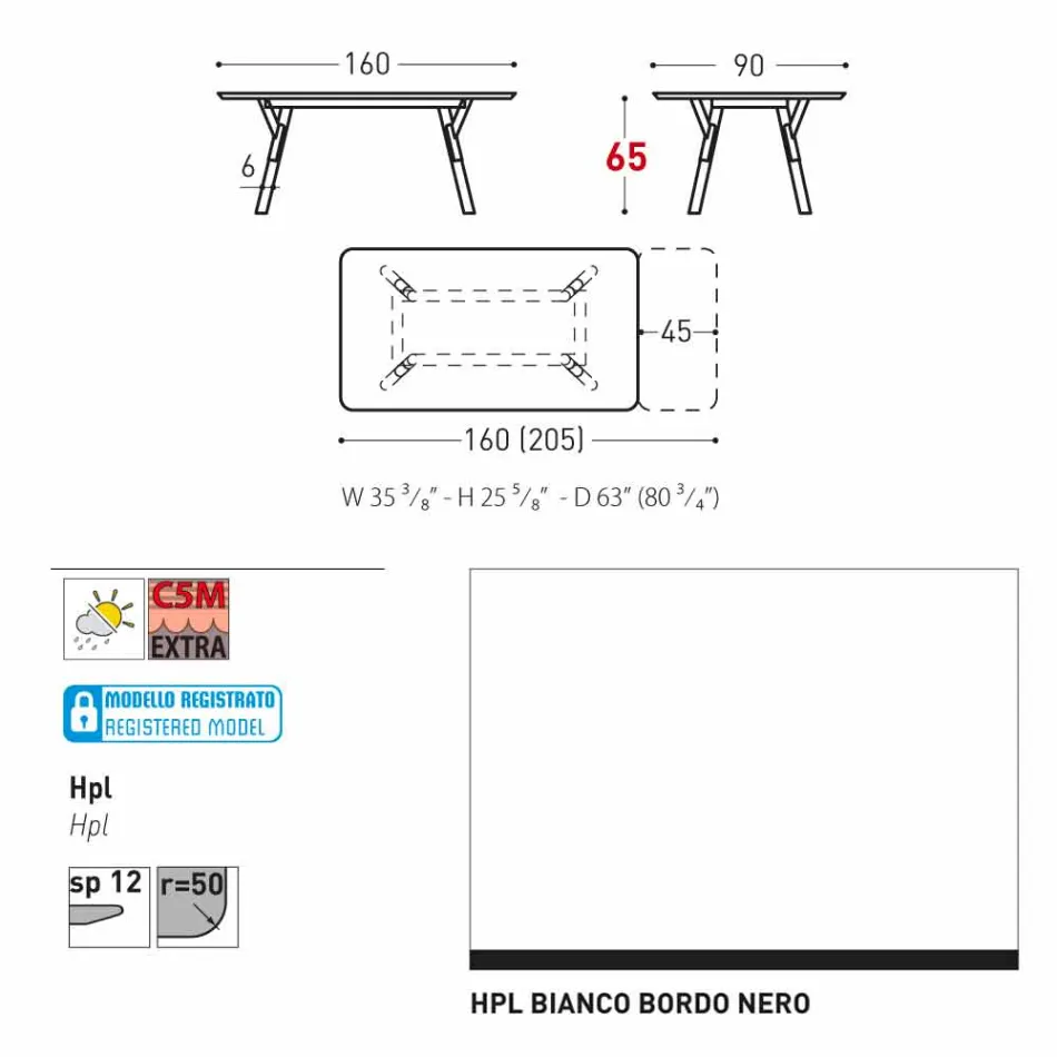 Varaschin Link tabel H 65 cm haven udvides op til 350 cm Viadurini