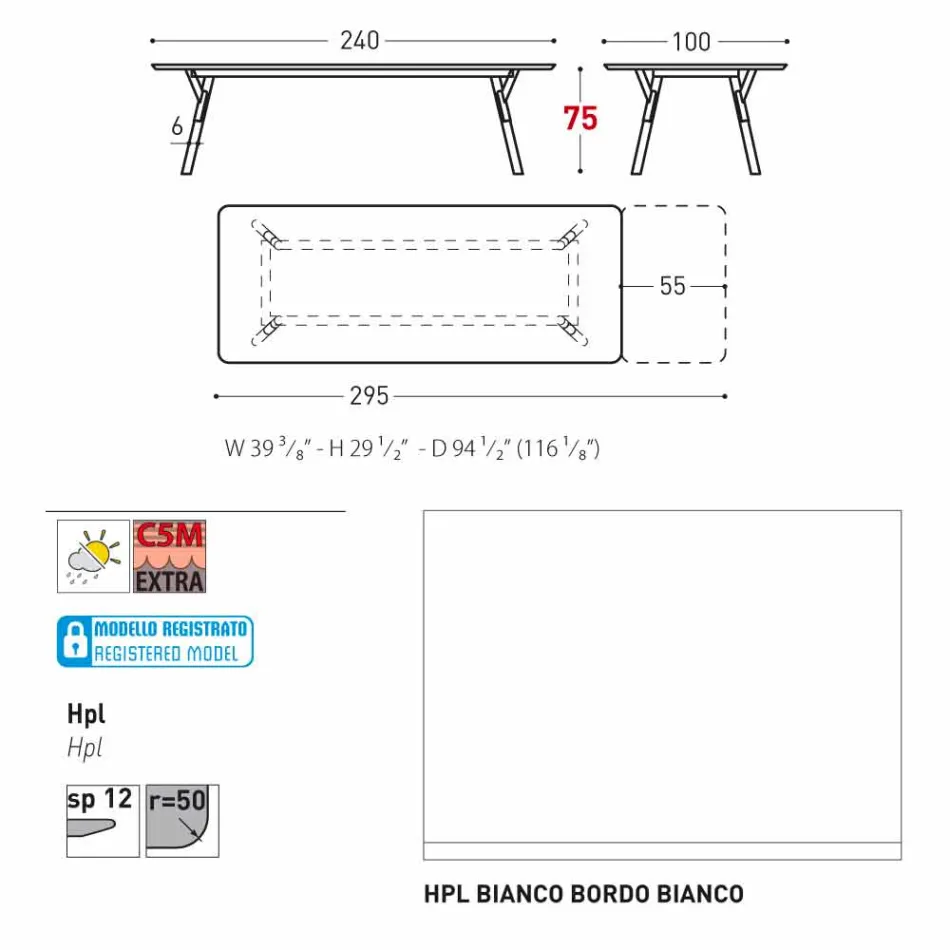 Varaschin Link haven udtræksbord med ben af ​​teaktræ, H75 cm Viadurini