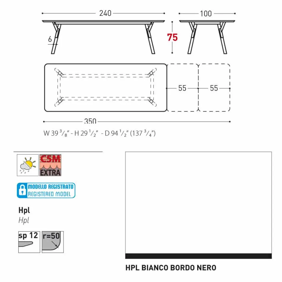 Varaschin Link haven udtræksbord med ben af ​​teaktræ, H75 cm Viadurini