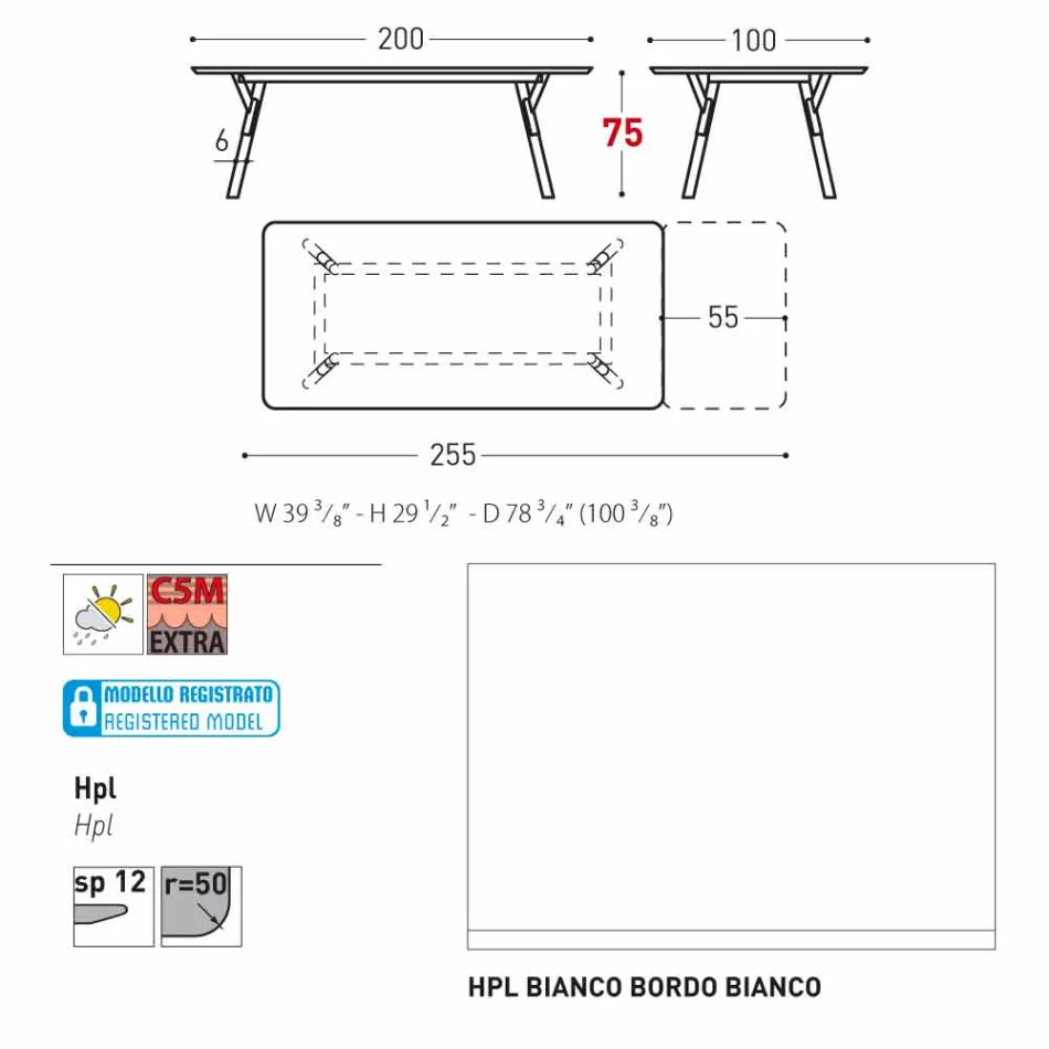 Varaschin Link haven udtræksbord med ben af ​​teaktræ, H75 cm Viadurini