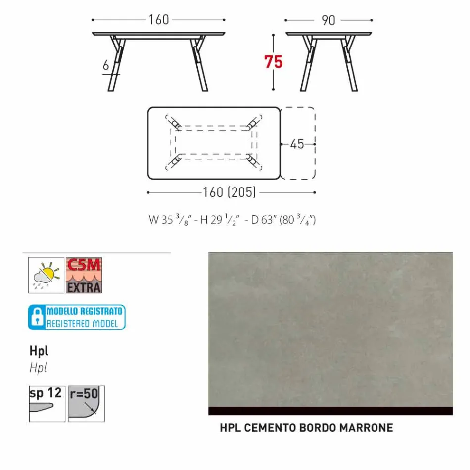 Varaschin Link haven udtræksbord med ben af ​​teaktræ, H75 cm Viadurini