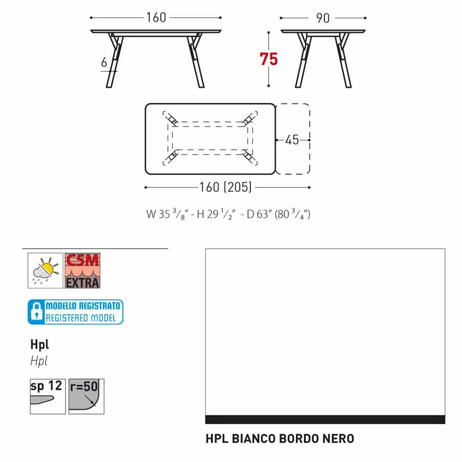 Varaschin Link haven udtræksbord med ben af ​​teaktræ, H75 cm Viadurini