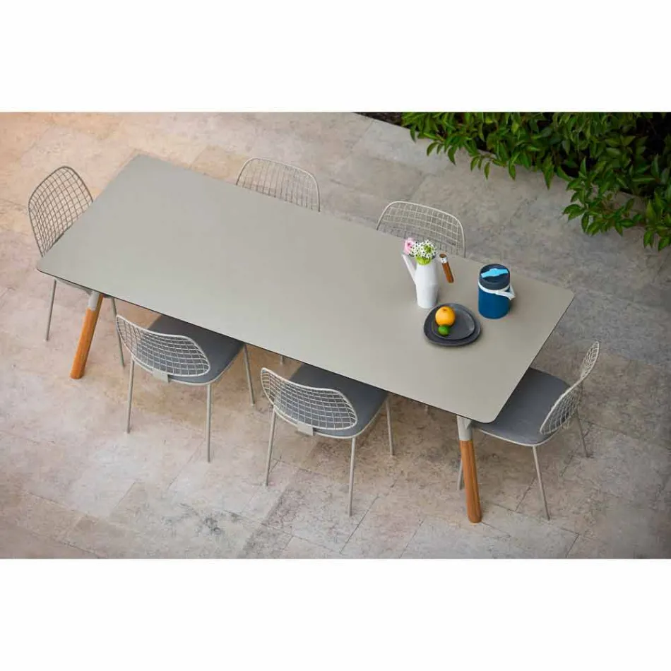 Varaschin Link havebord med teak træ ben, H 65 cm Viadurini