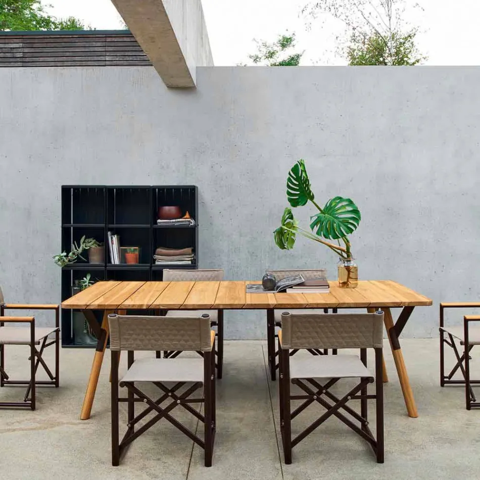 Varaschin Link havebord med teak træ ben, H 65 cm Viadurini