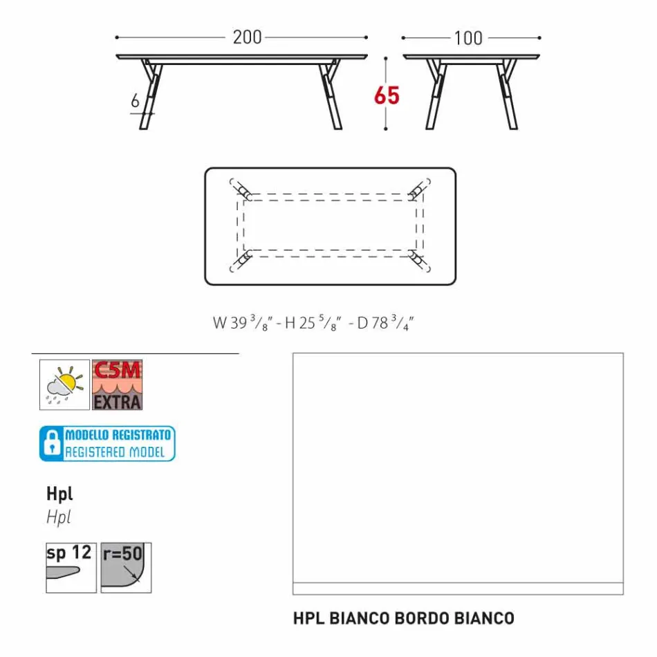 Varaschin Link havebord med teak træ ben, H 65 cm Viadurini