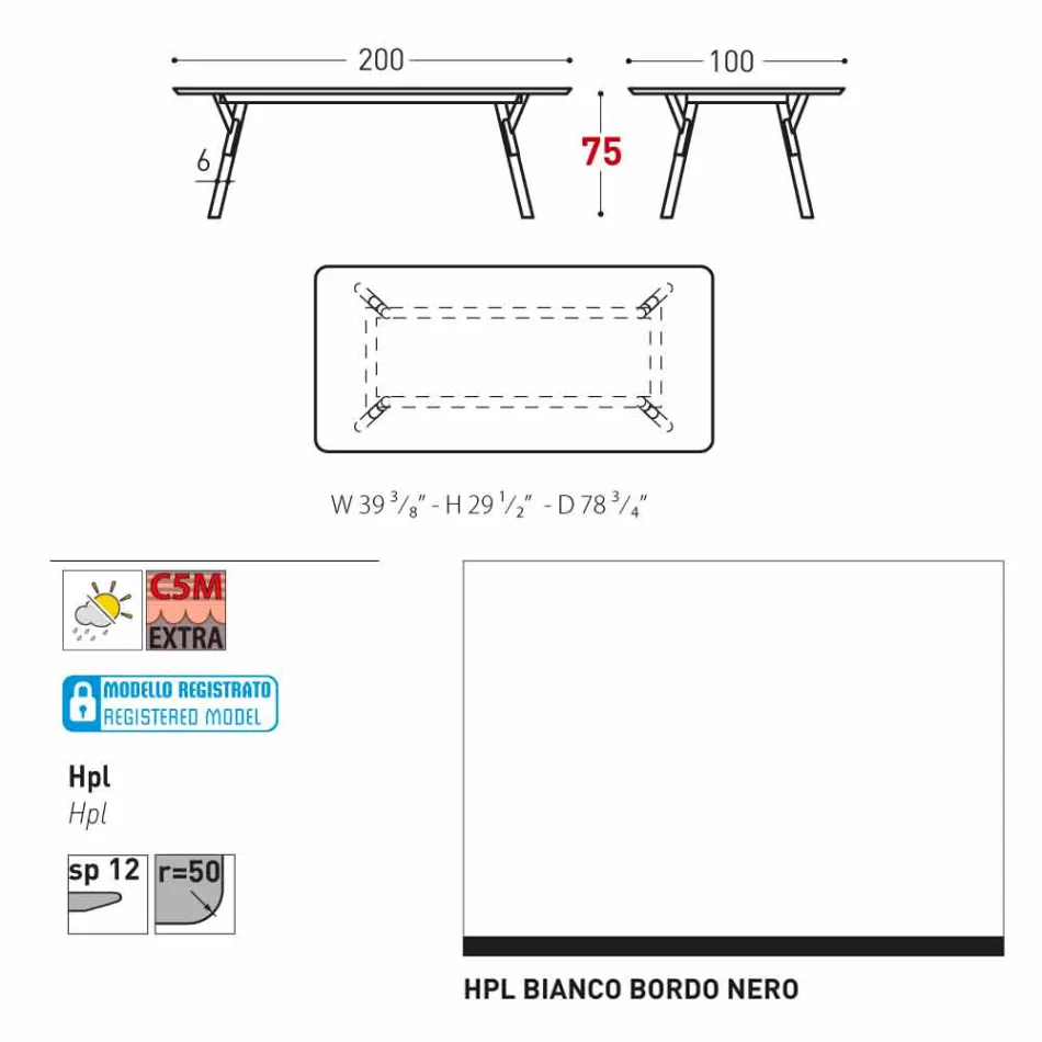 Varaschin Link havebord med teak træ ben, H 75 cm Viadurini
