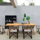 Varaschin Link teak træ haven spisebord H 75 cm Viadurini