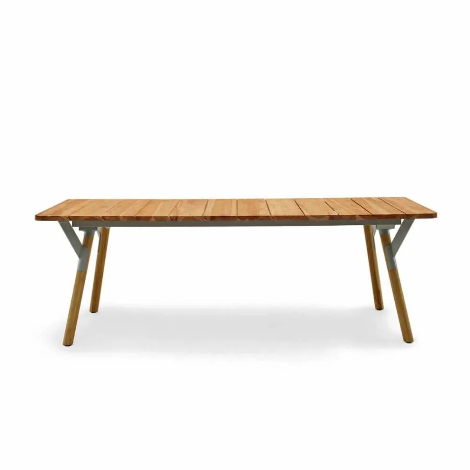 Varaschin Link teak træ haven spisebord H 75 cm Viadurini