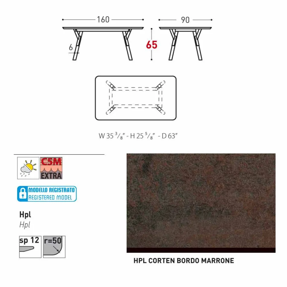 Varaschin Link Fast spisebord fra eksterne eller interne H 65 cm Viadurini