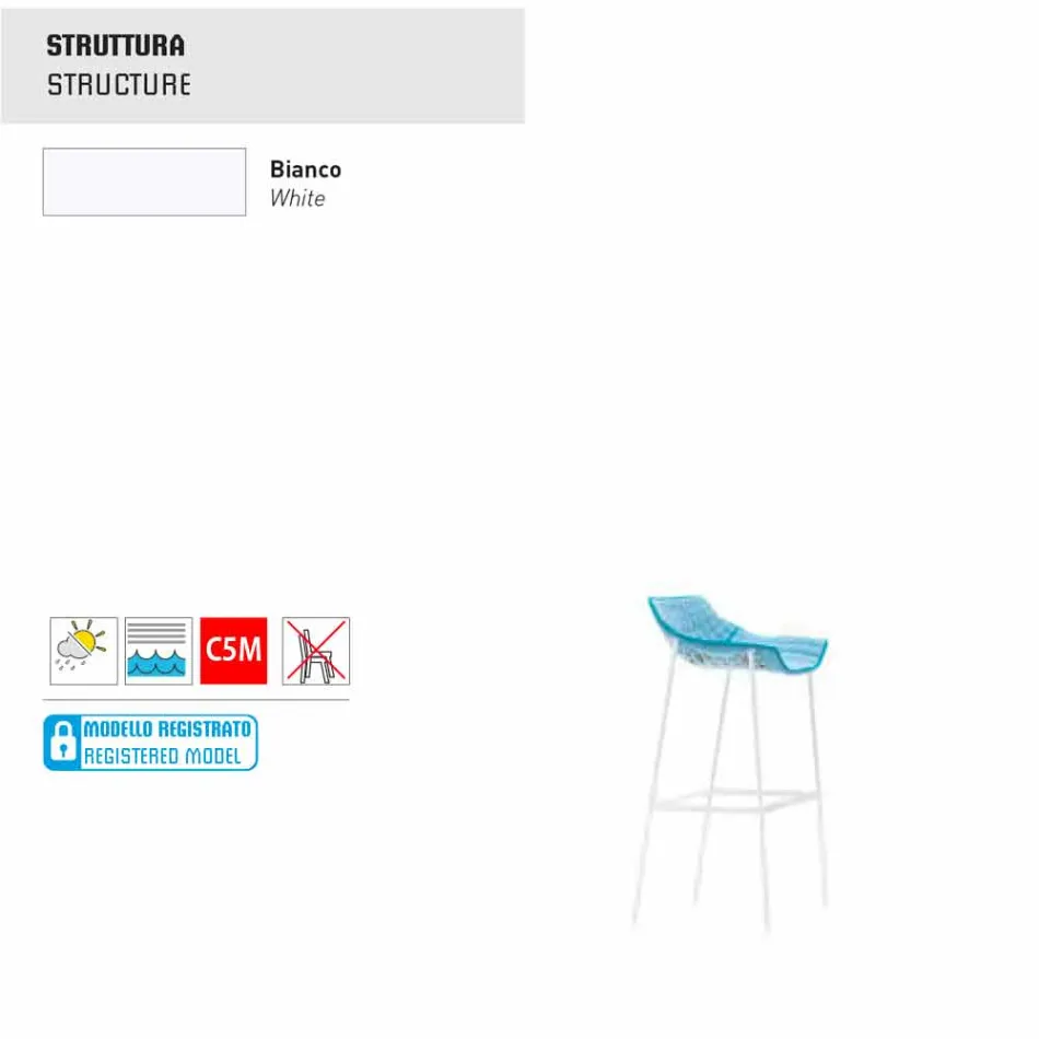 Varaschin Summer Udendørs afføring i stål og stof Viadurini