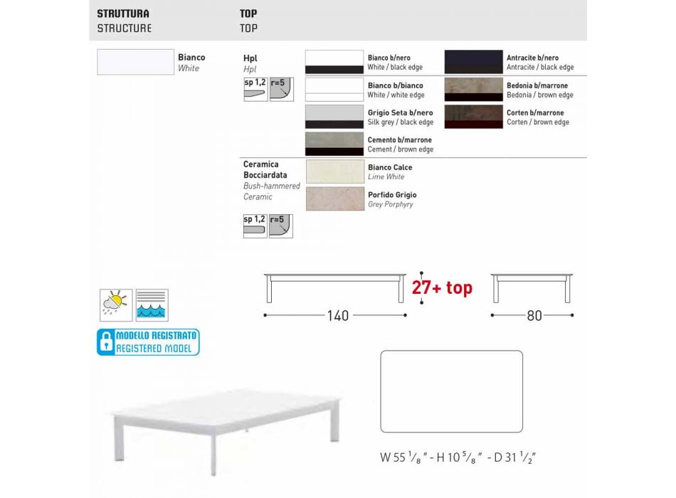 Varaschin System design udendørs sofabord i malet aluminium Viadurini