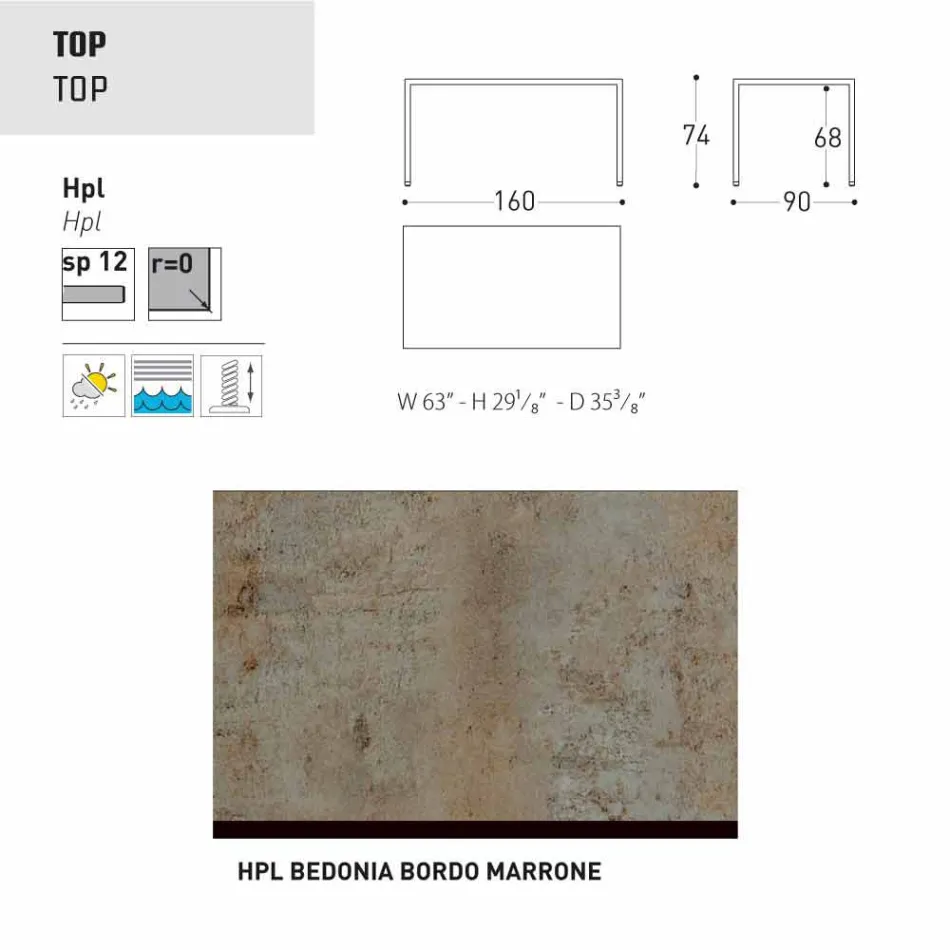 Varaschin Victor bord til indendørs og haven spisning, moderne design Viadurini