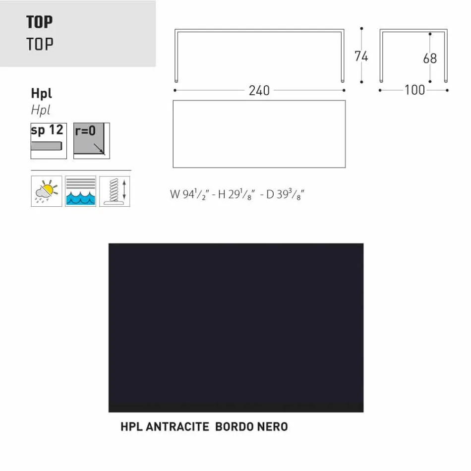 Varaschin Victor bord til indendørs og haven spisning, moderne design Viadurini