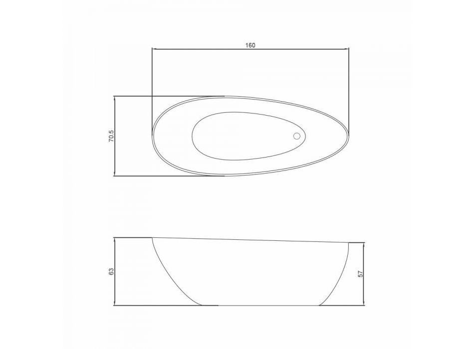 Oval design fritstående badekar lavet i Italien Albenga Viadurini