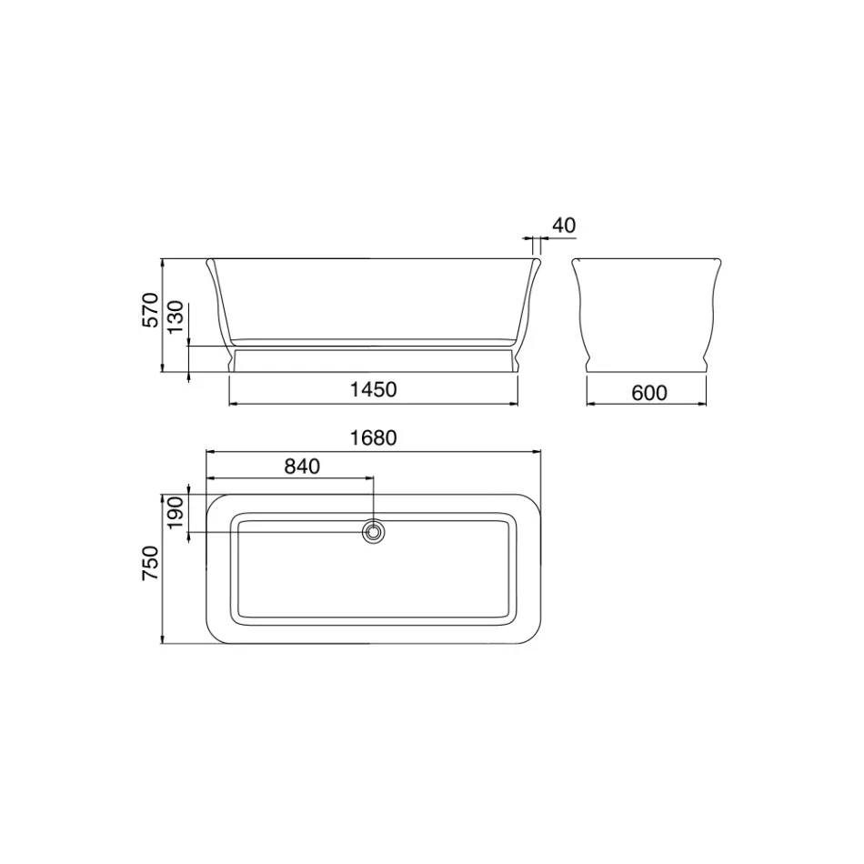 Hvidt fritstående badekar i solid overflade lavet i Italien - Cleopatra Viadurini