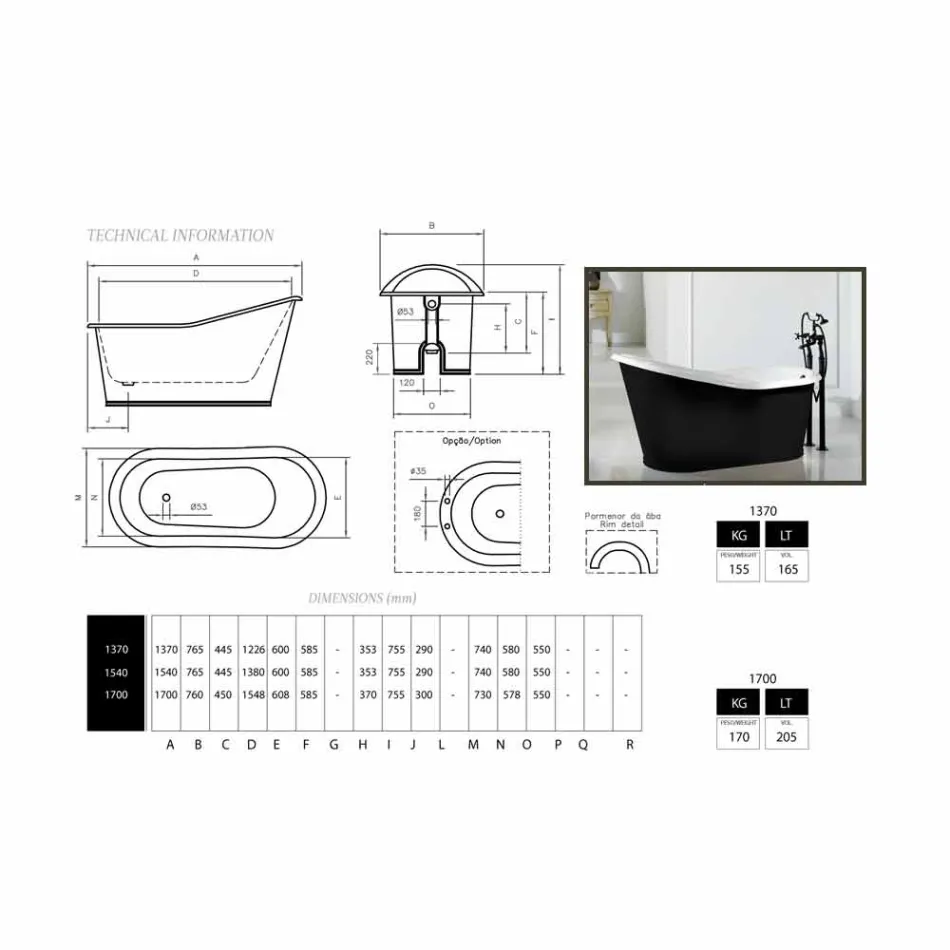 Bath design fritstående malet støbejern Gammel Viadurini