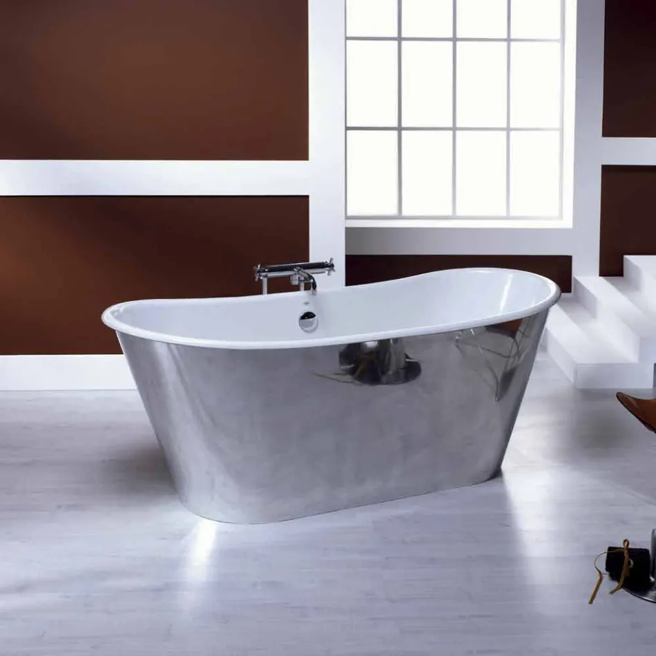 Badekar fritstående forgyldt støbt aluminium Ida Viadurini